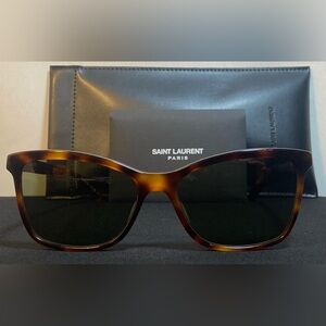 Saint Laurent ~ NWT ~ SL 502 ~ Tortoise Brown ~ Green Lenses ~ Cat Eye Frames